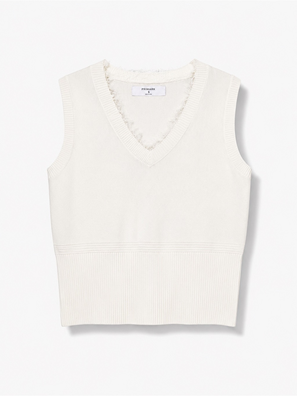 Primark Ivory V-Neck Lace Trim Knit Vest